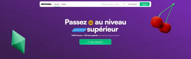 InstaSpin Casino page accueil